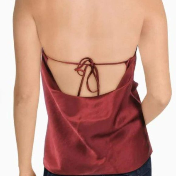 Vince Open Back Halter Blouse Size M Color Currant - Picture 2 of 5